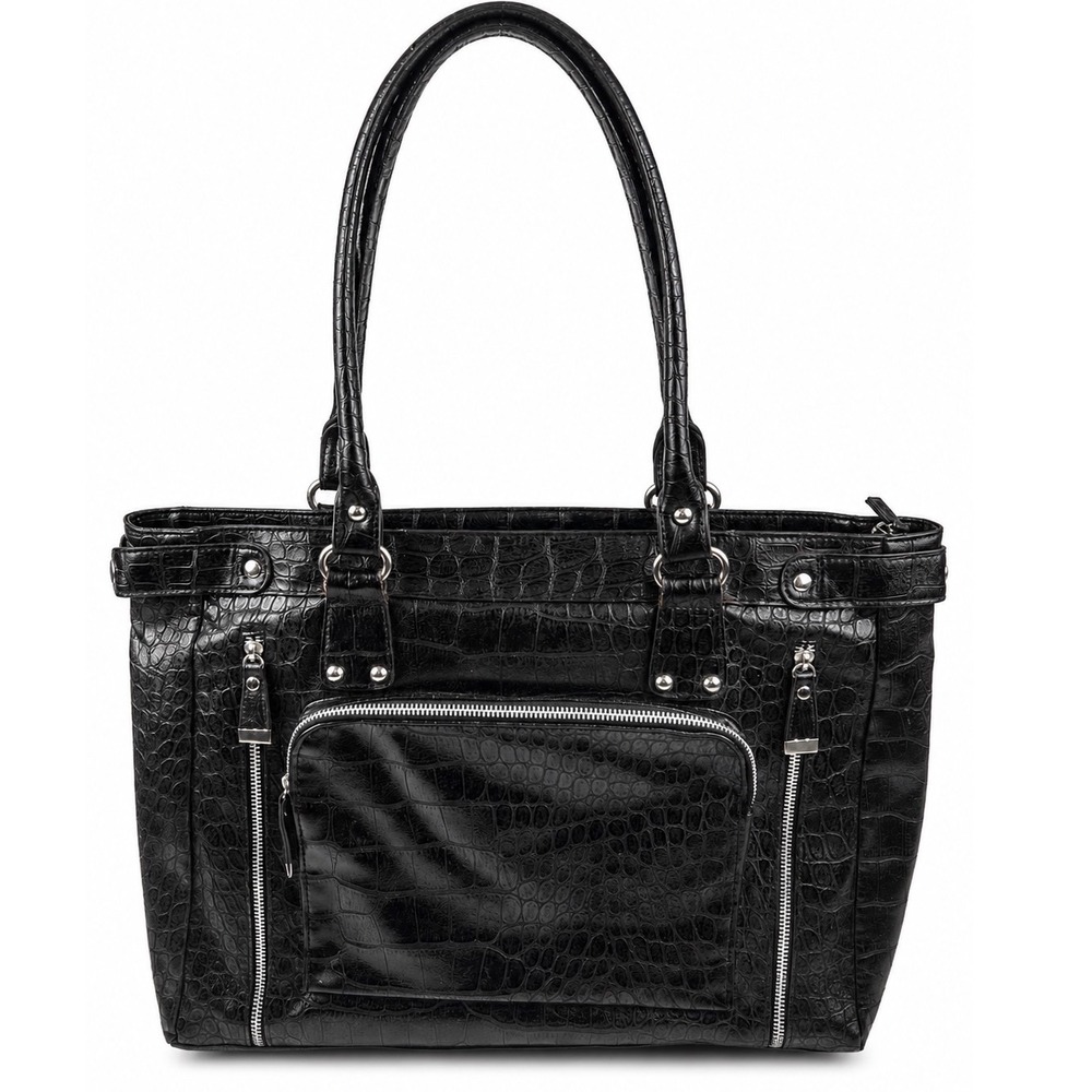 Gal Vintage Y2K Black Grunge Edgy Leather Large Shoulder Bag Purse